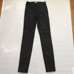 H&M Coated Black Pull On Cotton Blend Stretch Pants Leggings Size 0
